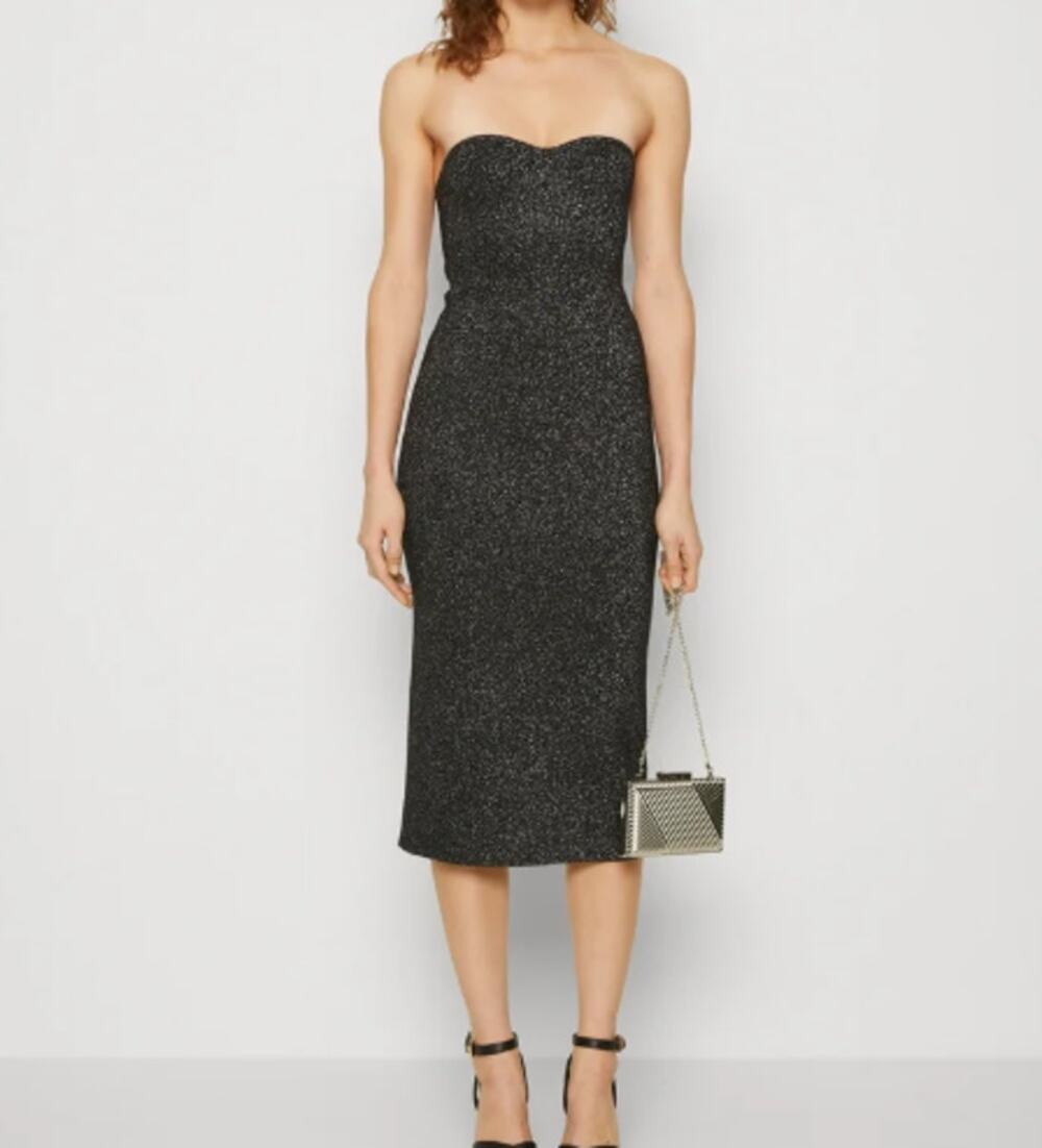 Abercrombie Fitch NWT Bodycon Strapless Metallic Sparkle Tall M Midi Dress